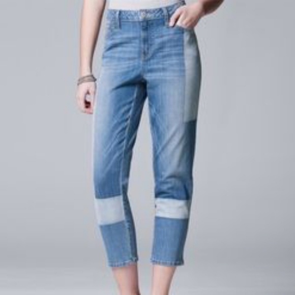 SOLD - Simply Vera Wang Shadow Patch Cropped Denim - Picture 5 of 8
